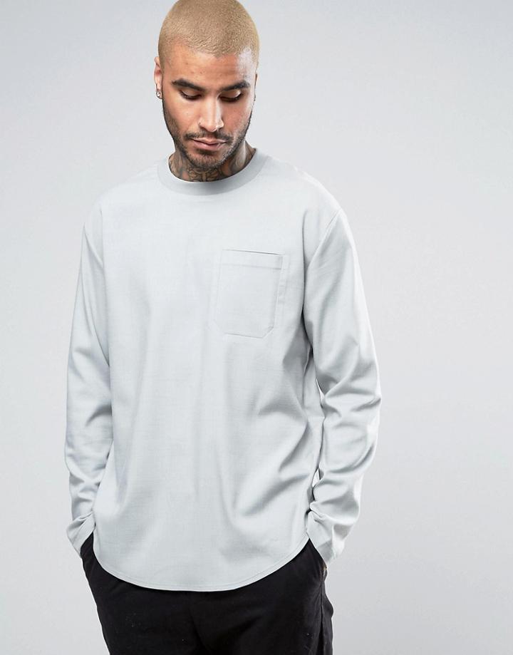 Asos Over Head Shirt In Heavy Viscose In Regular Fit - Gray