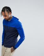 Asos Muscle Hoodie In Poly Tricot With Color Block - Navy