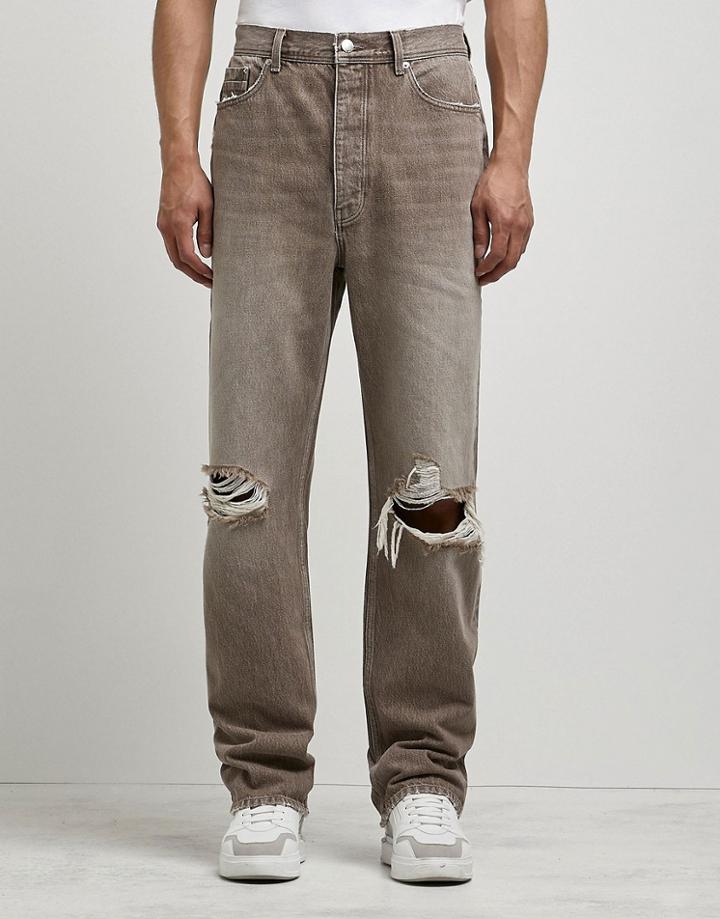 River Island Baggy Jeans In Brown