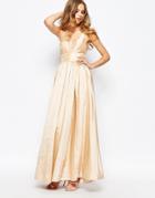 Fame And Partners Plunge Neck Serpent Maxi Dress - Nude