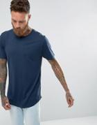 Troy Longy Line Curved T-shirt - Navy