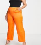 Vero Moda Curve Satin Wide Leg Pants In Bright Orange - Part Of A Set