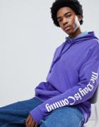 Bershka Slogan Hoodie In Purple - Purple