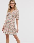 Nobody's Child Button Front Tea Dress In Floral - Yellow
