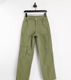 Collusion Unisex 90s Straight Leg Pant With Seam Detail In Dusky Green - Part Of A Set