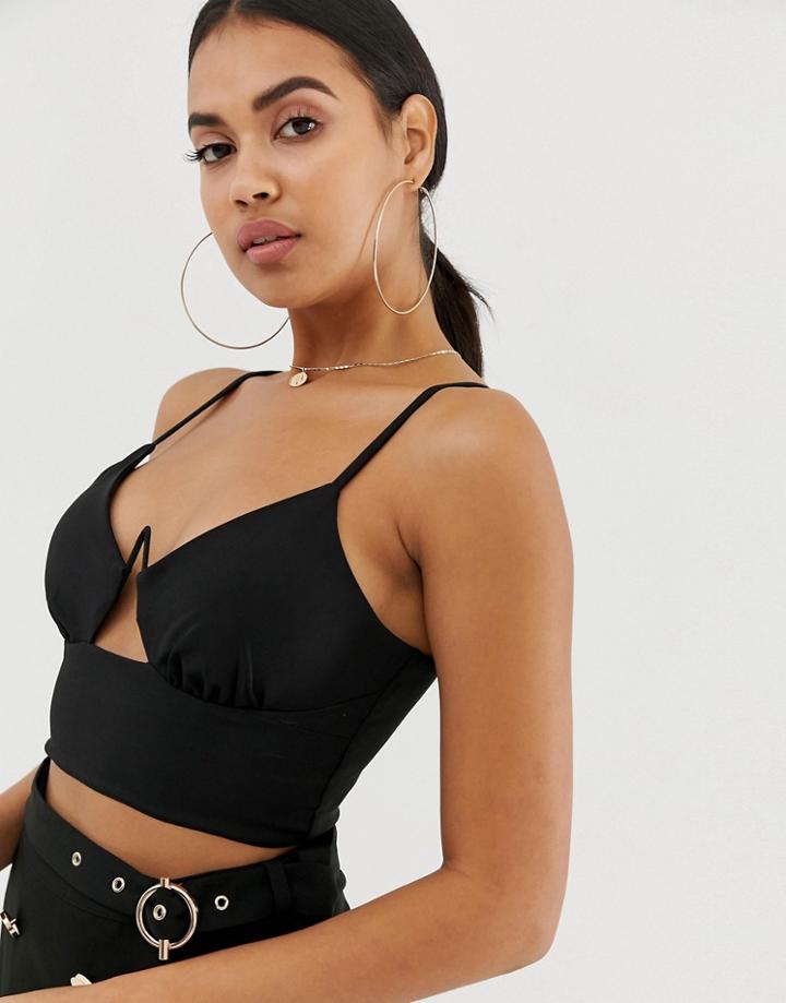 4th + Reckless Crop Top With Vertical V Wire Detail In Black
