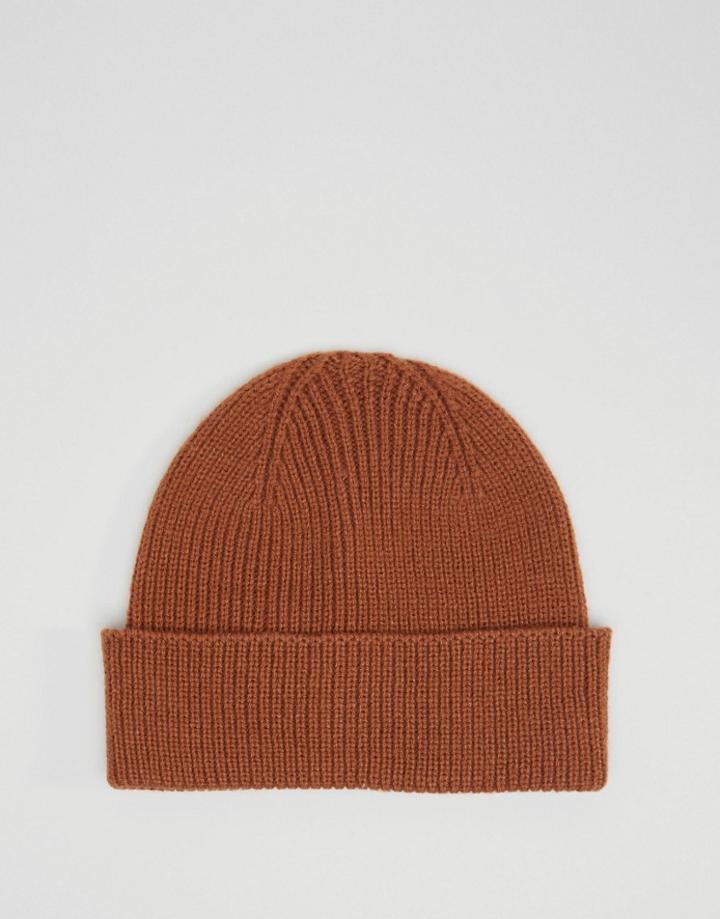 Asos Fisherman Beanie In Rust - Red
