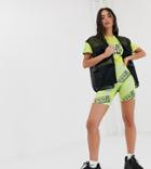 Crooked Tongues Legging Shorts In All Over Logo Graffiti Print-black