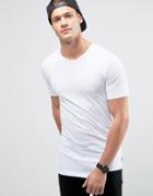 Jack & Jones Core T-shirt With Asymetrical Dropped Hem - White