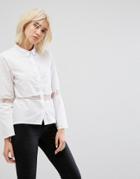 Noisy May Shirt With Sheer Panel Detail - White