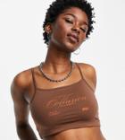 Collusion Tank Top Set With Brand Print In Brown