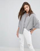 Noisy May Alex Box 3/4 Sleeve Shirt - Gray