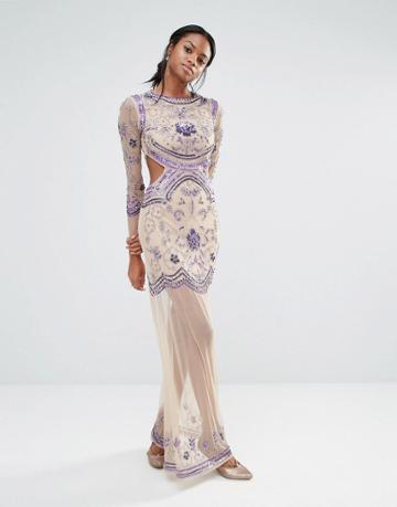 Missguided Embellished Long Sleeve Maxi Dress