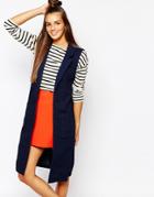 Monki Longline Sleeveless Denim Jacket - Navy