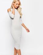 Ax Paris Cold Shouler Midi Dress - Silver