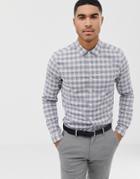 Asos Design Stretch Slim Smart Work Check Shirt In Blue