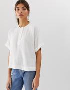Y.a.s Crew Neck Cotton Boxy Shirt - White