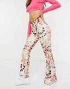 Jaded London Tie Dye Effect Skinny Flare Pants-multi