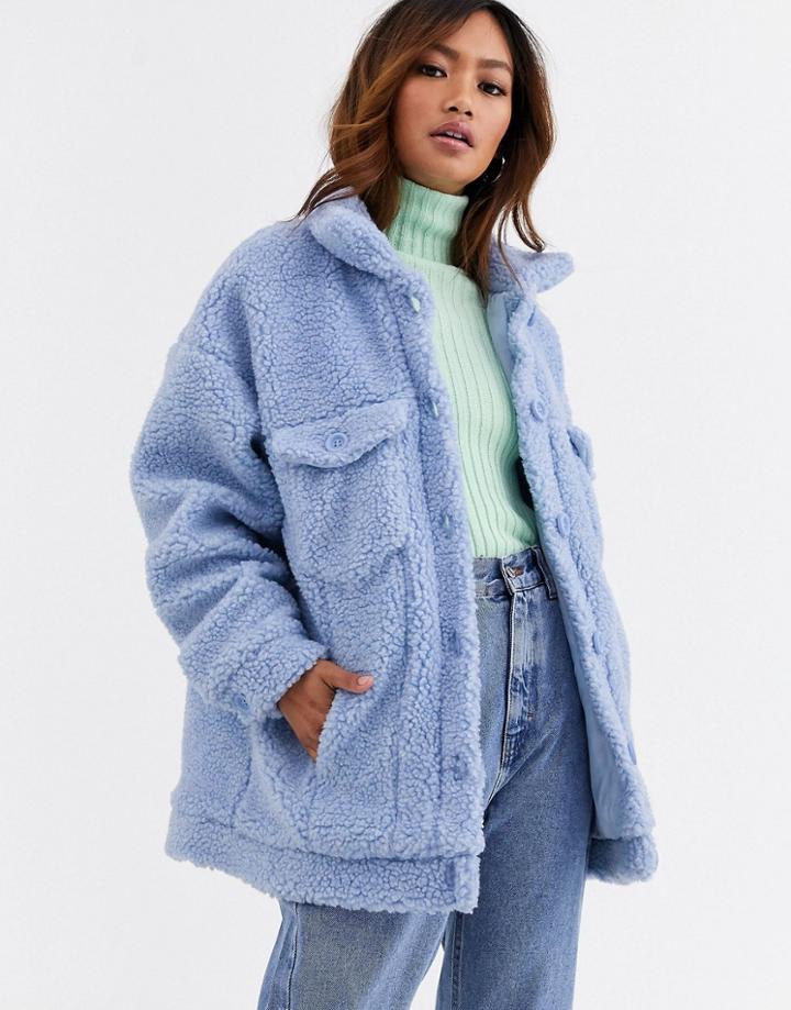 Daisy Street Oversized Trucker Jacket In Borg