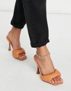 Asos Design Niki Padded Twist High Heeled Mules In Beige-neutral