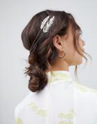 Asos Design Back Headband With Side Leaf Detail In Gold - Gold