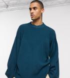 Noak Crew Neck Sweater With Rib Detail In Blue