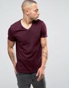 Asos V Neck T-shirt In Red - Red
