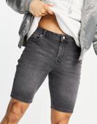 Asos Design Skinny Denim Shorts In Retro Black Wash