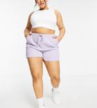 Missguided Plus Set Elasticated Waist Shorts Cover Up In Lilac-purple