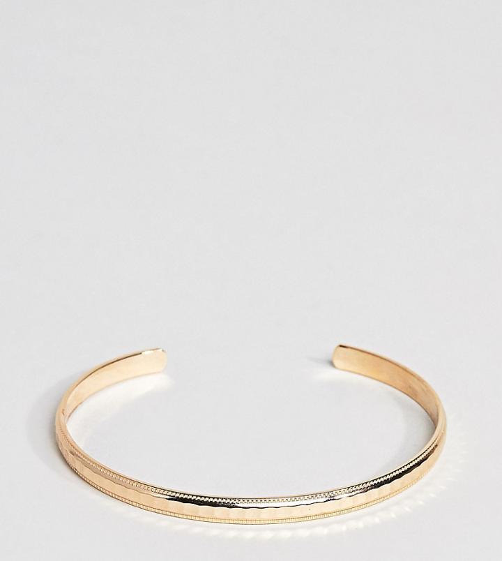 Asos Design Curve Minimal Faceted Cuff Bracelet - Gold