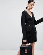 Unique 21 Tailored Dress With Gold Buttons - Black