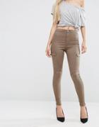 Asos Rivington Jeggings In Walnut Brown And Side Pockets - Brown