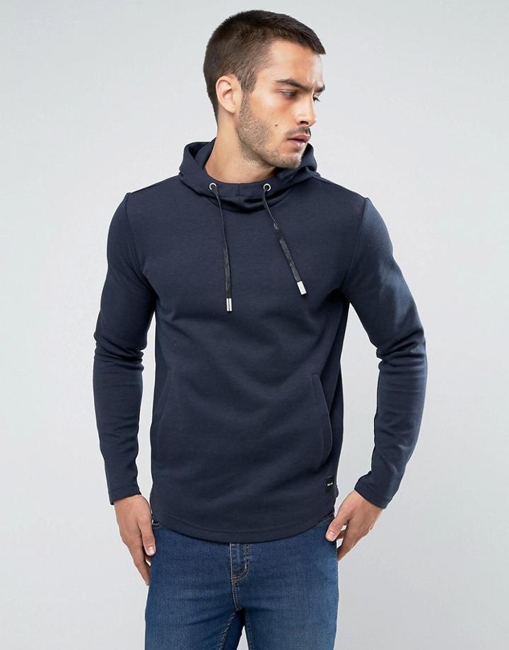 Only & Sons Hoodie With Curved Hem - Navy