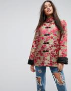 Asos Jacket In Jacquard With Turn Back Cuff - Red