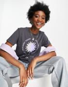 Asos Design Relaxed T-shirt With Solstice Energy Graphic In Charcoal-grey