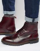 Base London Siege Lace-up Leather Boots - Red