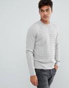 Abercrombie & Fitch Preppy Cable Knit Sweater Moose Logo In Gray - Gray