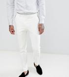 Heart & Dagger Tuxedo Skinny Suit Pants In Satin - White