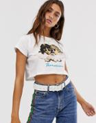 Fiorucci Vintage Angels Cropped T-shirt In White - White