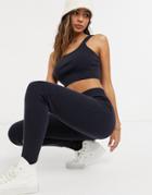 Asos Design Knitted Leggings In Navy - Part Of A Set