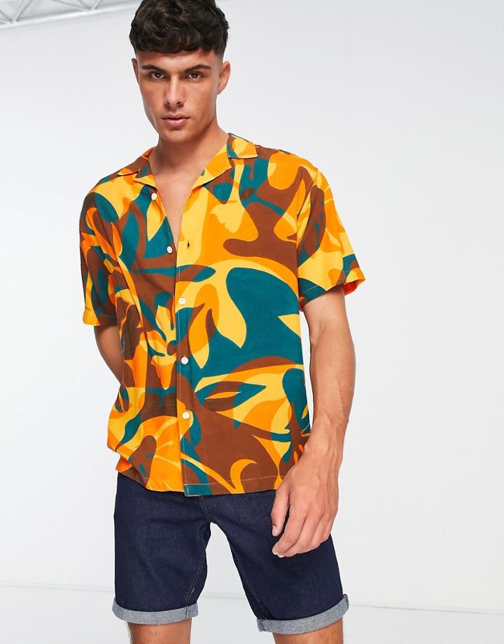 Pull & Bear Abstract Floral Print Shirt In Multi