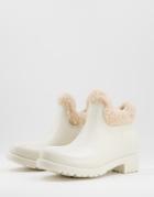Asos Design Gold Coast Shearling Lined Chelsea Rain Boots In Cream-white