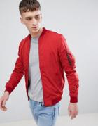 Pull & Bear Ma1 Bomber In Red - Red