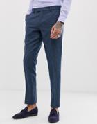 Harry Brown Wedding Wool Blend Slim Fit Summer Tweed Suit Pants - Blue