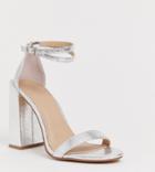 Asos Design Highlight Barely There Heeled Sandals - Silver