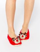 Asos Now Its Holidays Reindeer Slippers - Red