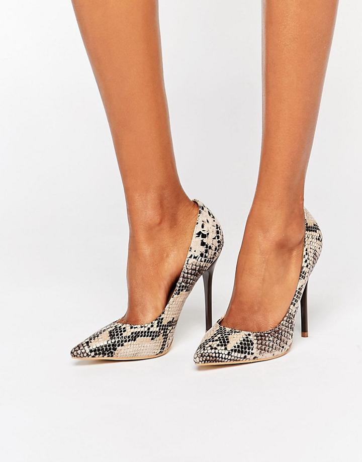 Public Desire Josie Snake Print Pumps - Gray