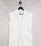 Collusion Short Sleeve Romper In White