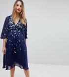 Asos Maternity Embellished Kimono Midi Dress - Navy