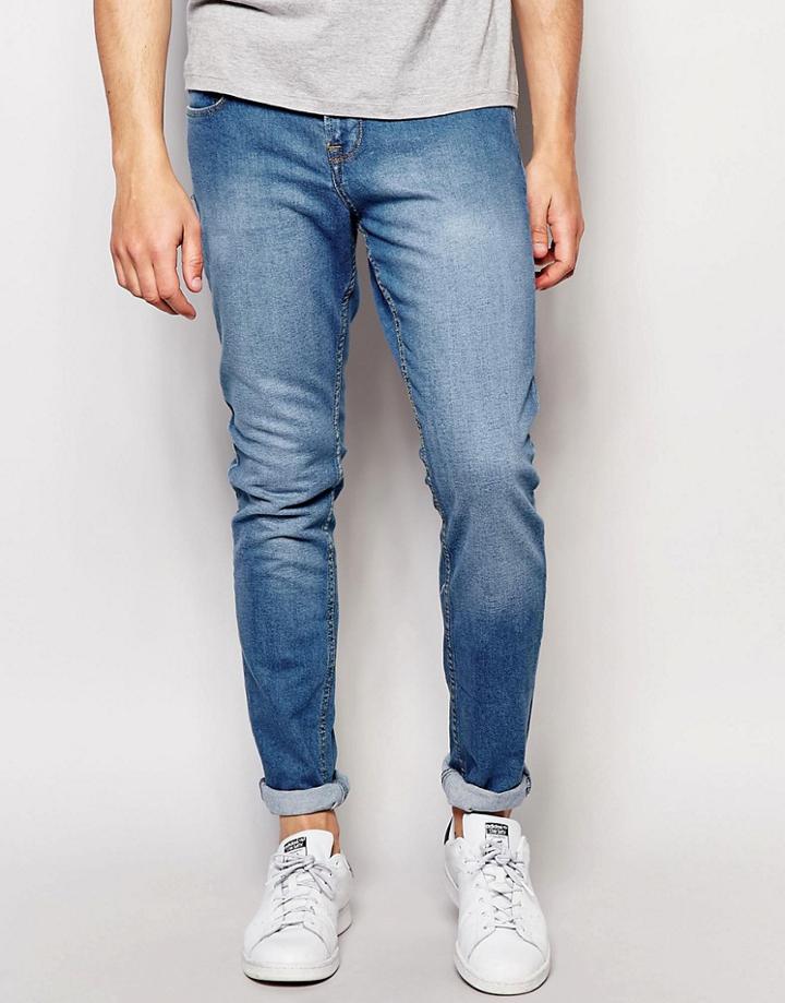 Pull & Bear Super Skinny Jeans In Light Wash Blue - Light Blue
